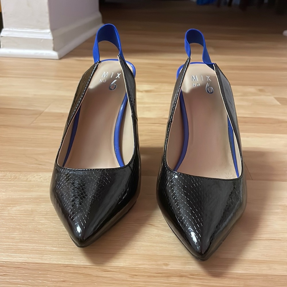 Black slingback pumps